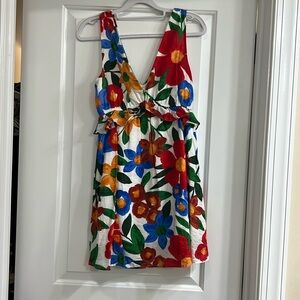 Tuckernuck Printed Plunge Ruffle Mini Dress